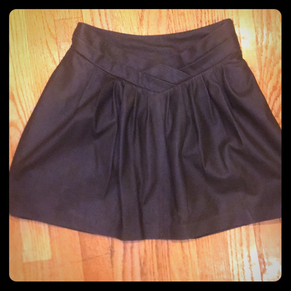 EDUN Pleated Leather Suade Mini Skirt NWOT